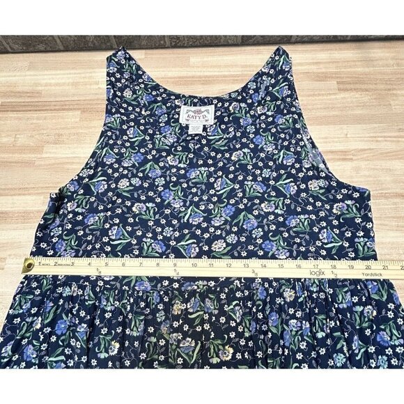 Katy D Dress Womens 14/16 Jumper Dress Pockets 90s Floral Blue Purple Midi Dress - Picture 7 of 9